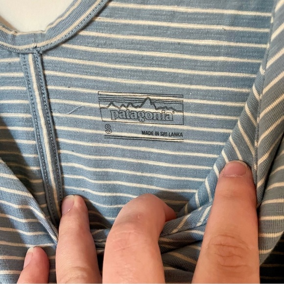 Patagonia Women's Porch Song Dress Light Blue Stripe Size Small NEW - Picture 3 of 7